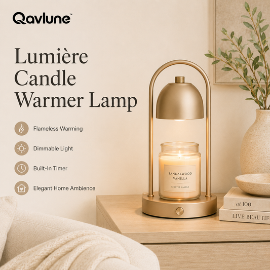 Qavlune™ Lumière Candle Warmer Lamp – Dimmable Wax-Melting Lamp with Timer